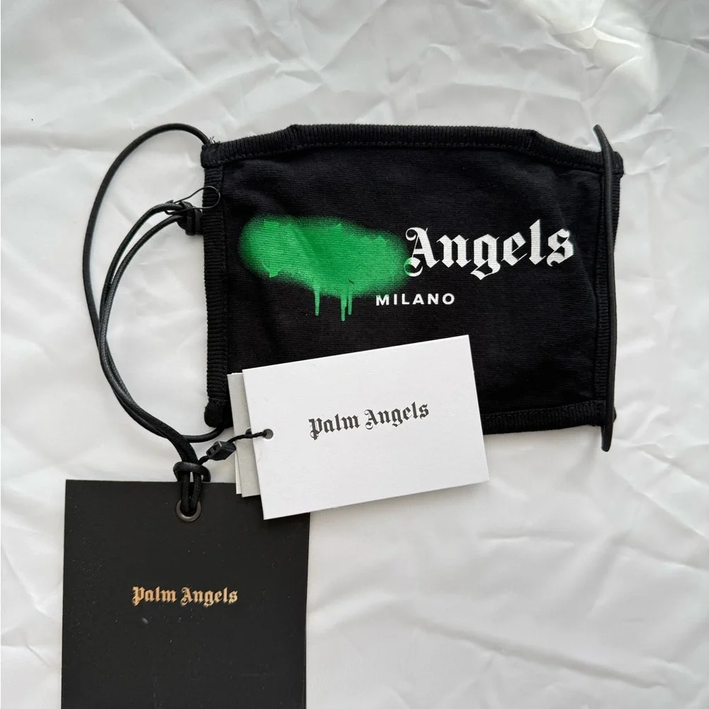 Palm Angels Black Mask with Green Accent